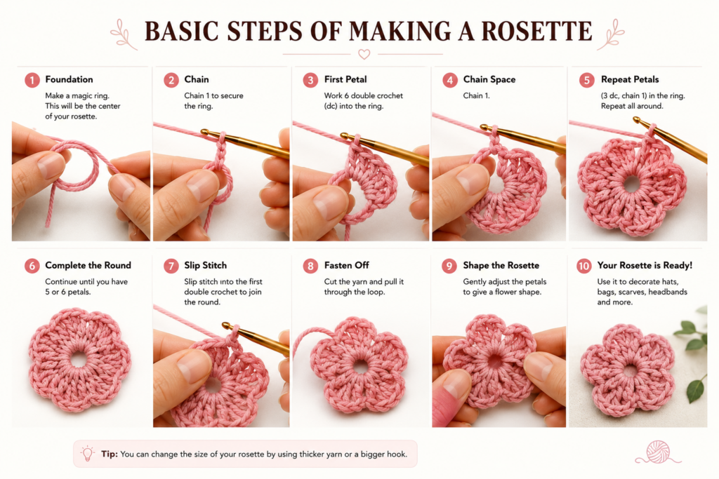basic steps of making a rosette