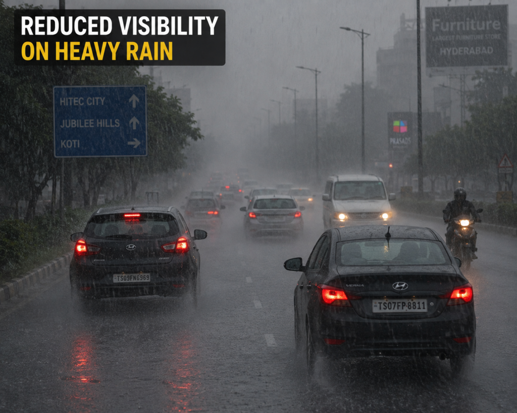 reduced visibility during heavy rain