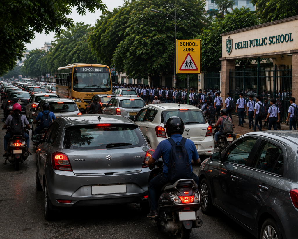traffic around schools and offices